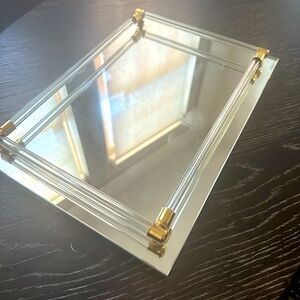 Mirrored and Lucite Perfume Tray Vintage